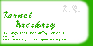 kornel macskasy business card